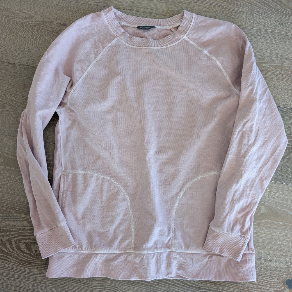 Eddie Bauer Women's Mineral Wash Terry Crew Sweatshirt - Pale Pink, sz S